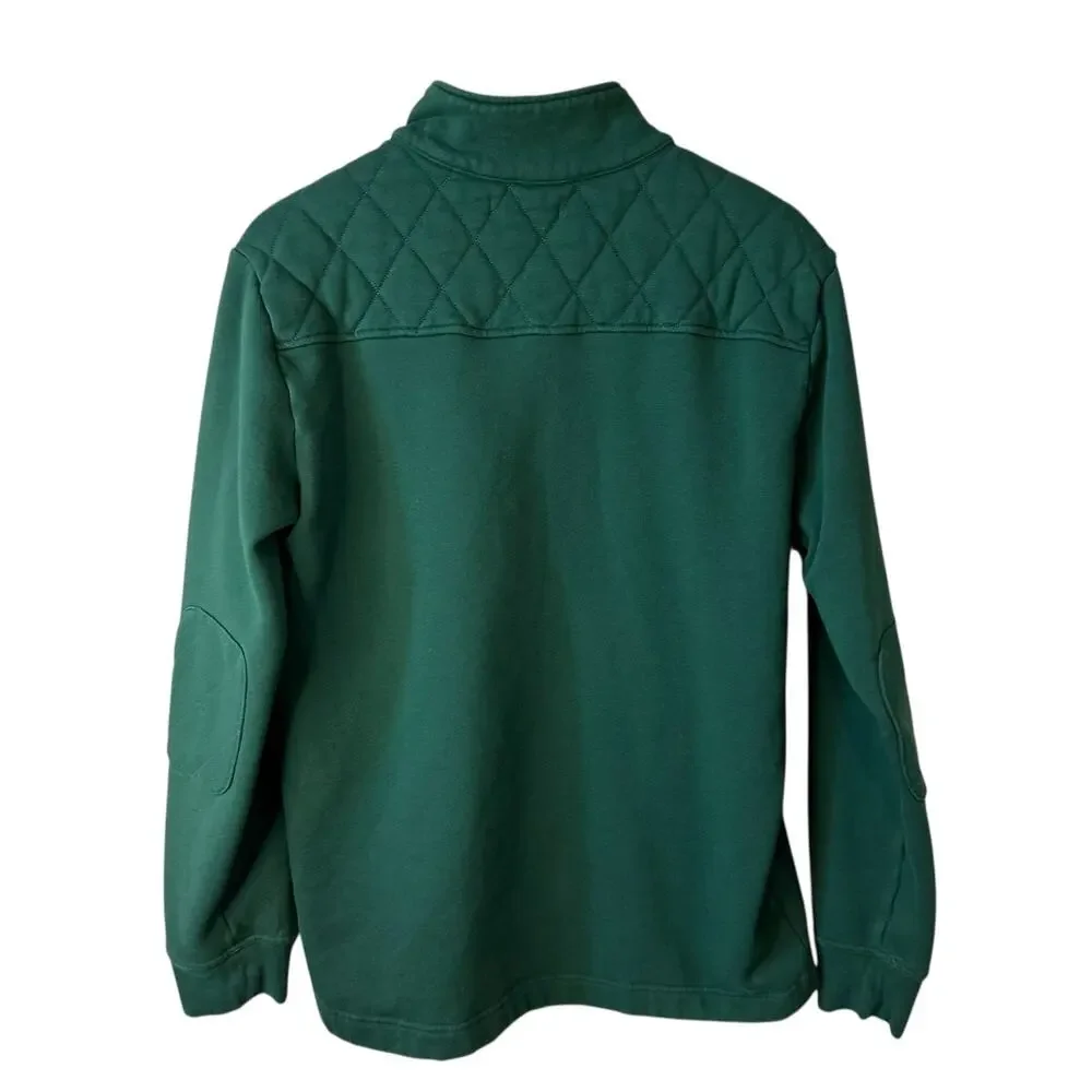 Banana Republic Men Quilted Mock Neck Elbow Patch Sweater Green L Classic Preppy